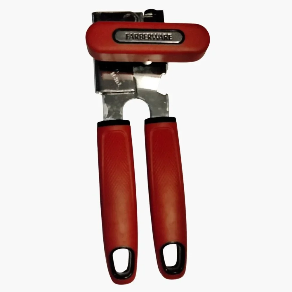 Farberware Heavy Duty Can Opener Vintage Swing Away Soft Grip Red Handles USA